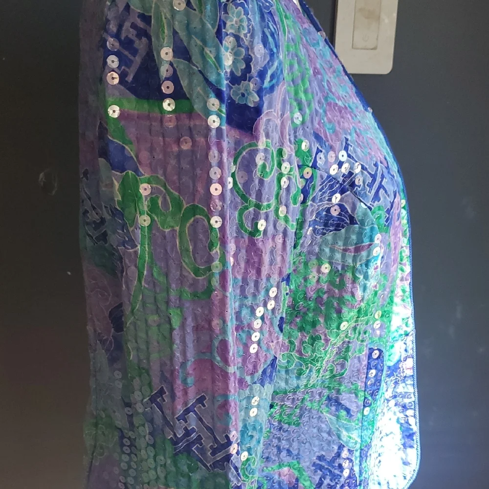Vtg Sequin-Embellished Lavender & Aqua Women's Blazer - Picture 5 of 17